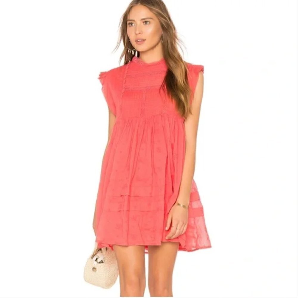 Free People Nobody Like You Babydoll Minidress Coral Size XS